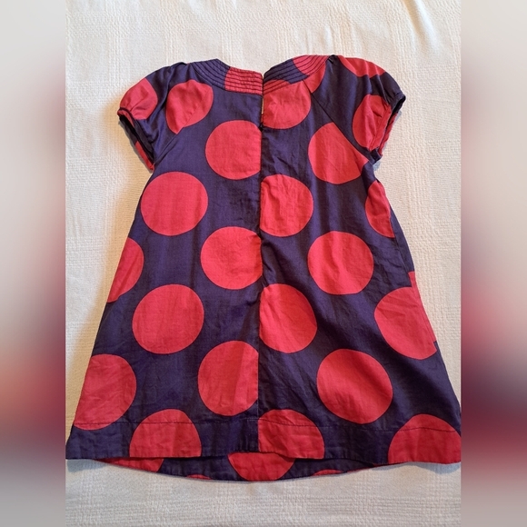 Mini Boden girls size 4-5 years purple with red dots dress, has pockets #1 of 2 - Picture 4 of 6